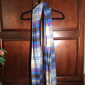 Plaid Scarf / Wrap with Fringe Ends